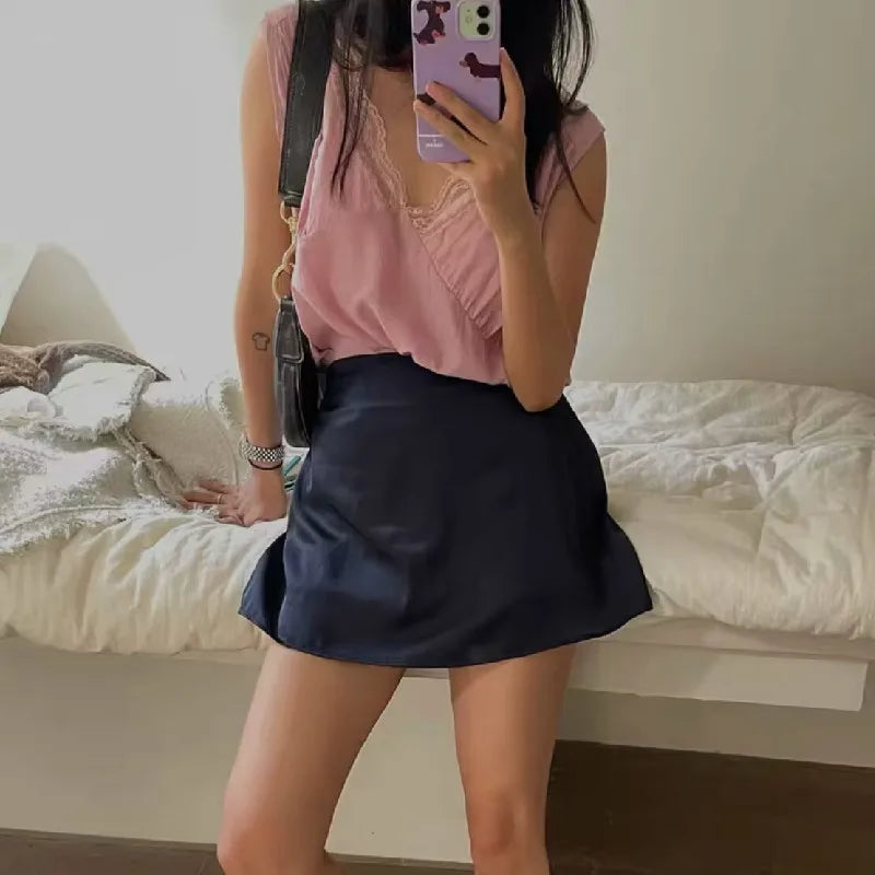 Tassha Boxer Satin Mini Skirts