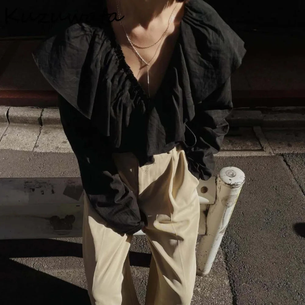 Elegant Fashion Ruffles Stereoscopic Ruched Blouse