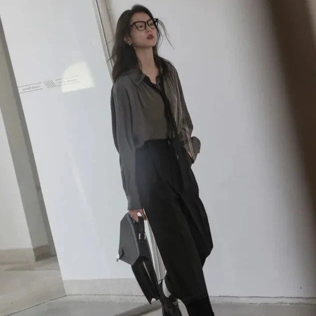 Adily Casual Tie Shirt Blouse