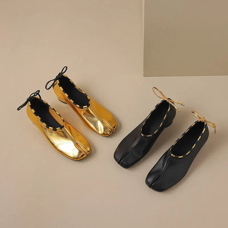 Eara Split Toe Rope Tie Moccasin Flats