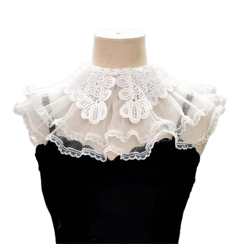 Elegant Victorian Tiered Lace Blouse Collar