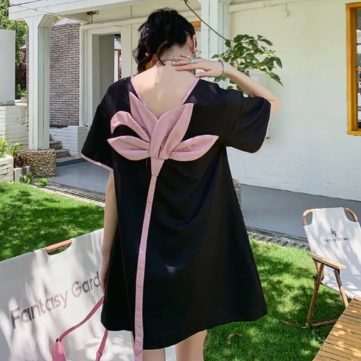 Iris Flower Patchwork Babydoll Dress