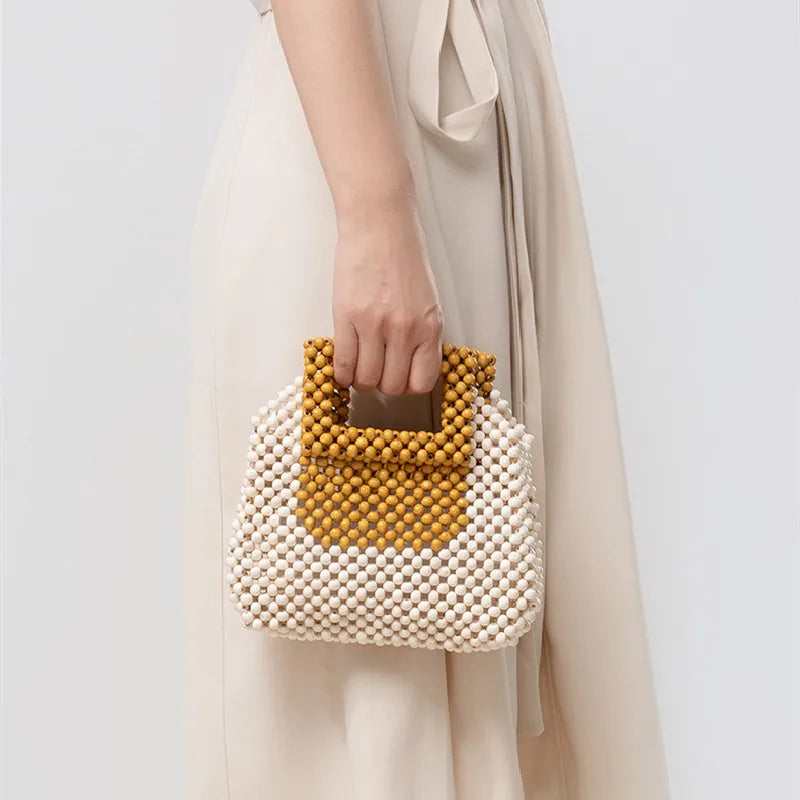 Vintage Wooden Beading Look Mini Clutch Bags