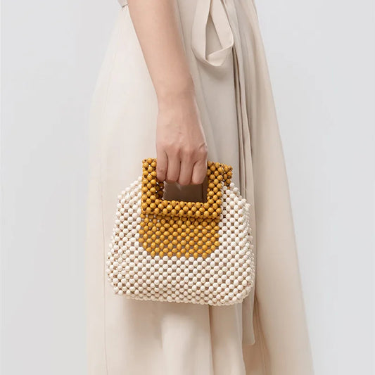 Vintage Wooden Beading Look Mini Clutch Bags