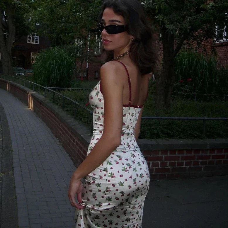 Lynia Satin Strawberry Slip Dress