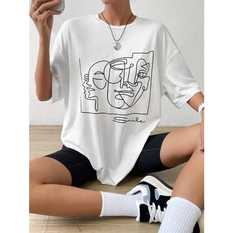 Abstract Line Graphic Cotton T-shirt