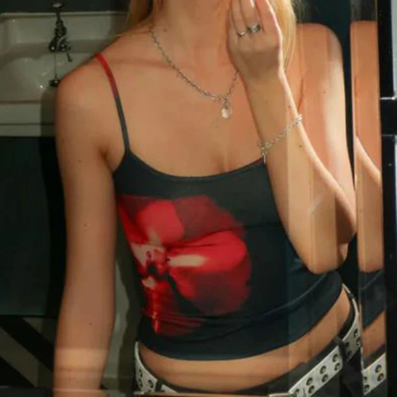 Floral Print Slim Fit Crop Cami Top