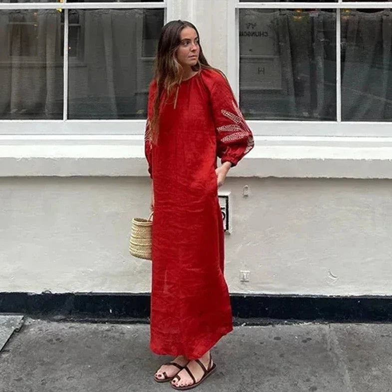 Espa Bohemian Embroidery Puff Sleeve Dress