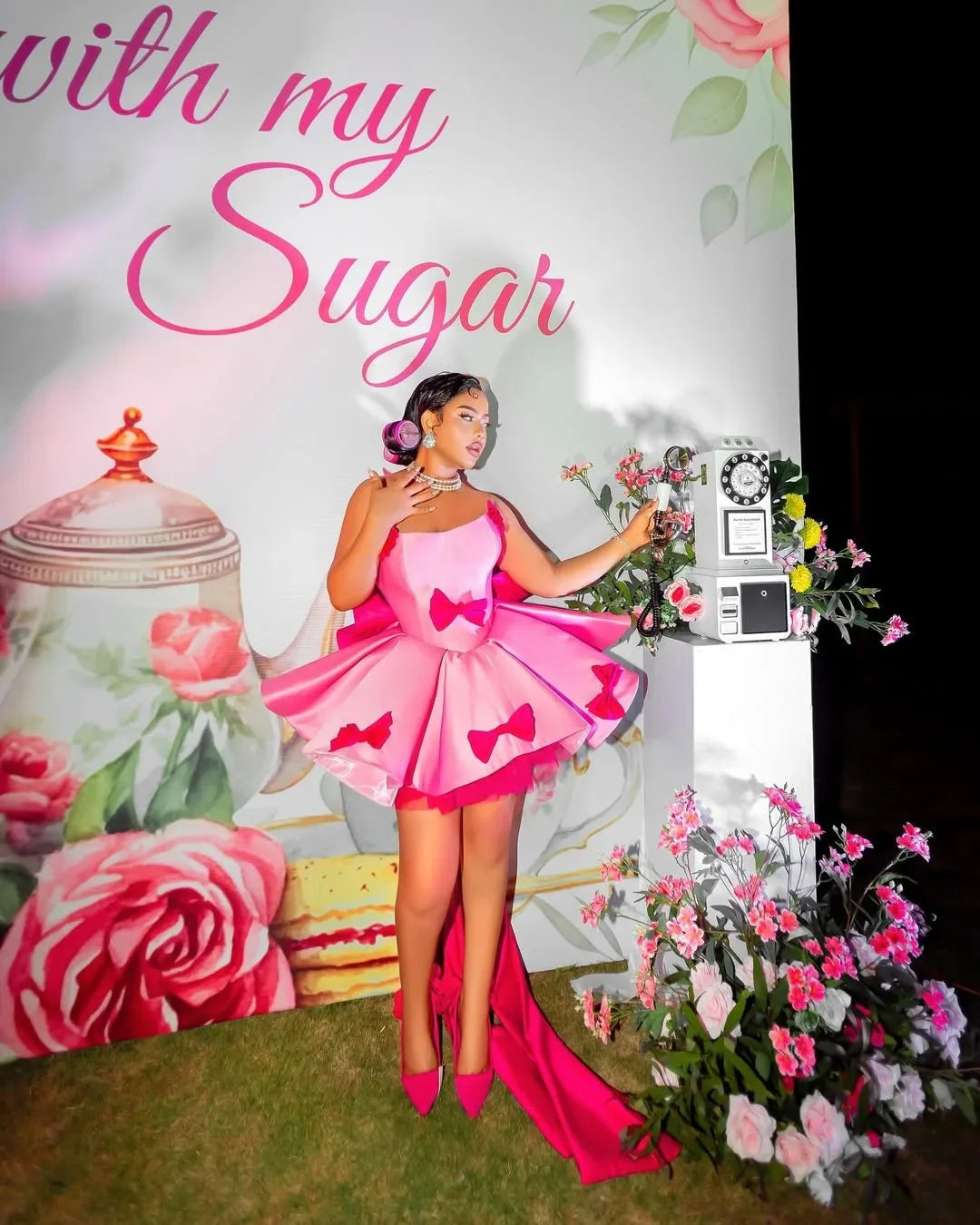 Bow Decor Strapless Mini Party Dress