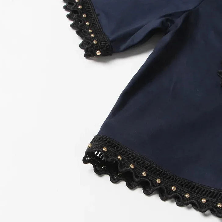 Piper Rivet & Frill Trim Two Piece Set Flare Dress