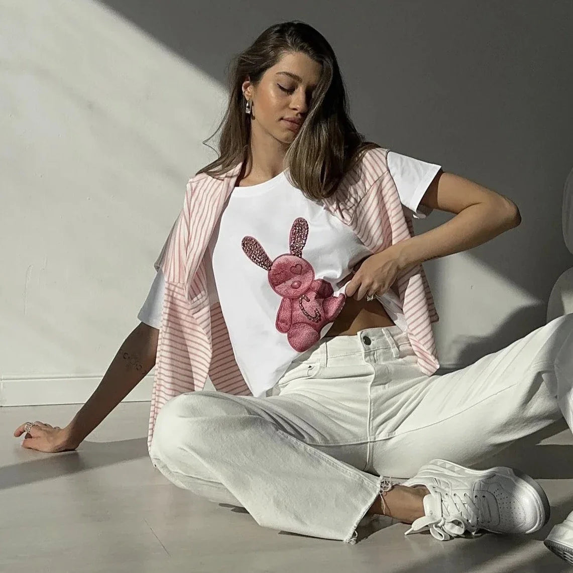 Lorie Cute Rabbit Printed T Shirts