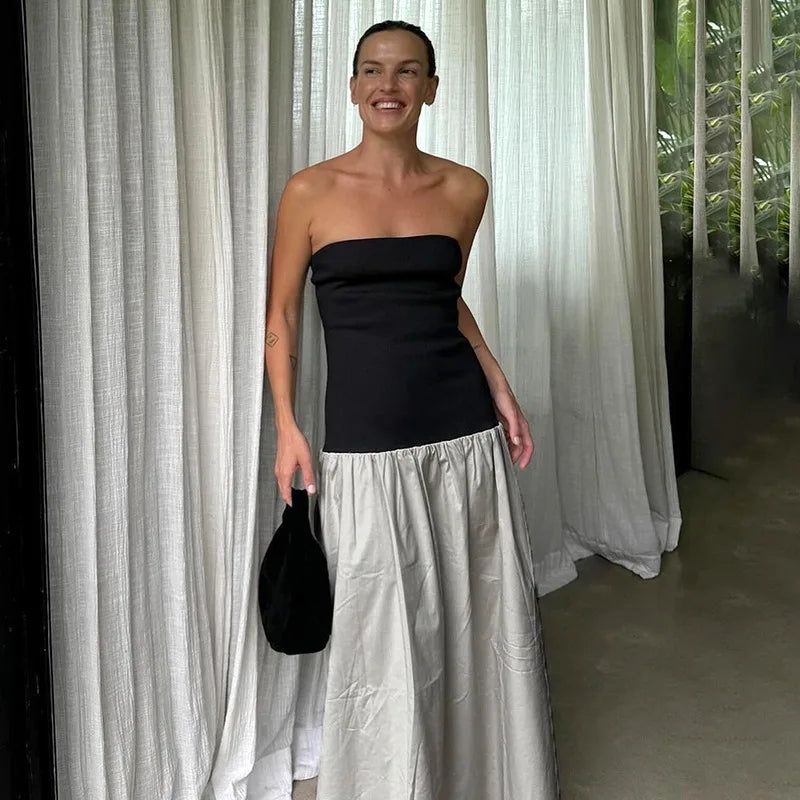 Maria Strapless Patchwork Maxi Tube Dress