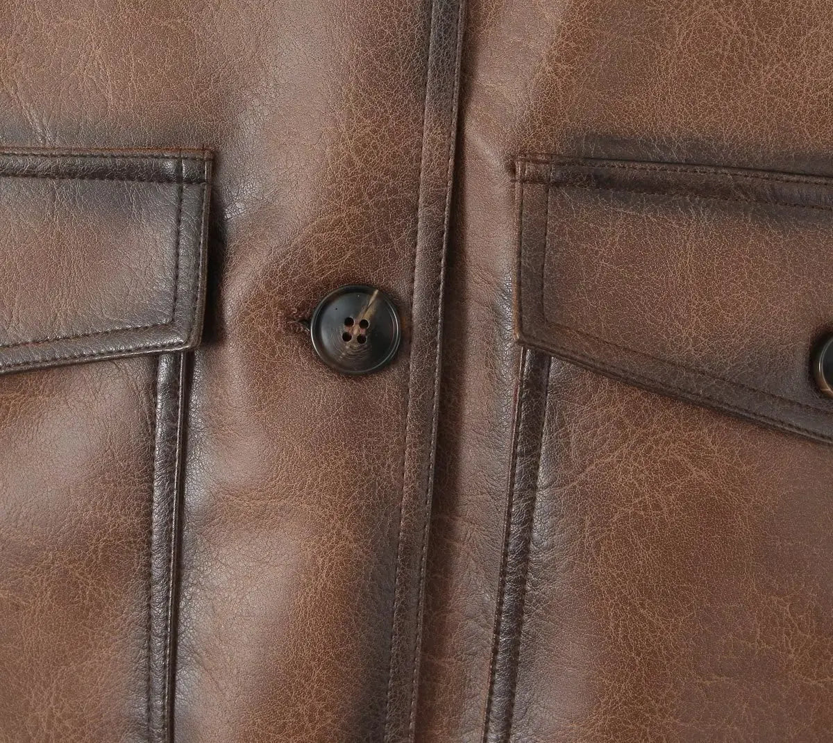 Loue Vintage Brown Faux Leather Jacket