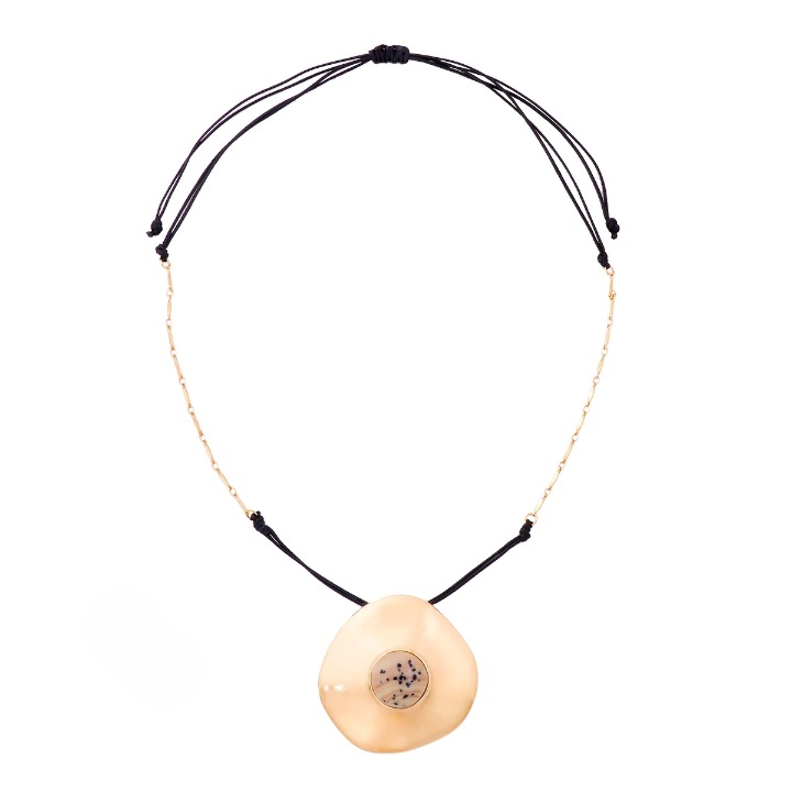 Hanna Big Metal Pendant Long Necklace