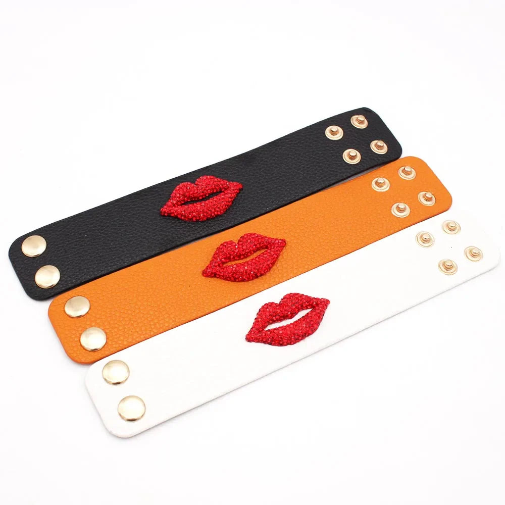 Rhinstone Kiss Red Lip Bracelets