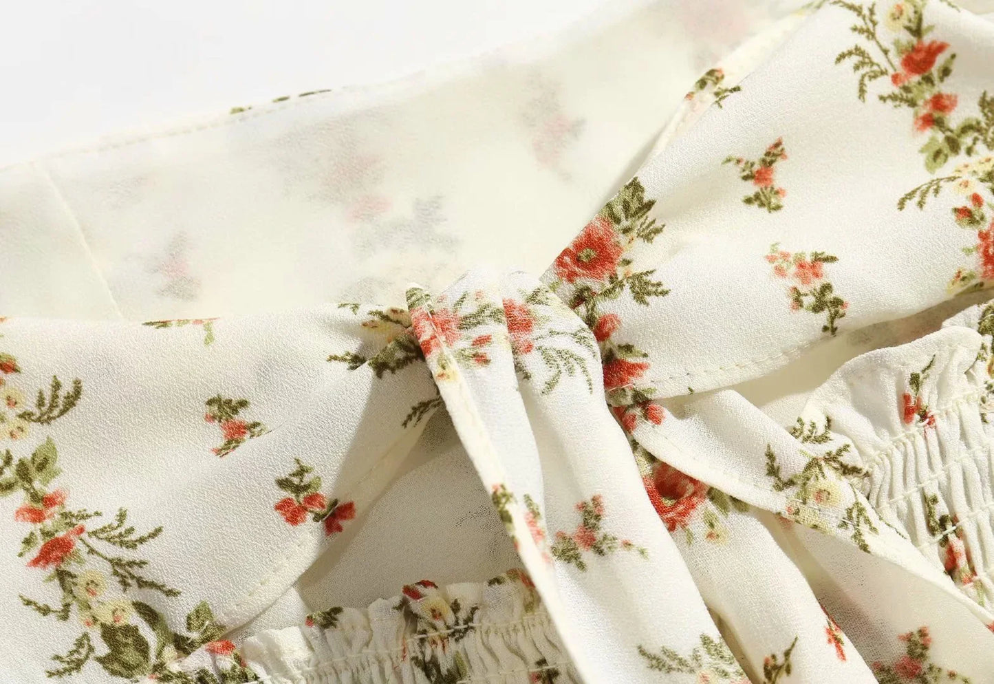 Marielle Vintage Floral Bow Tie Midi Dress