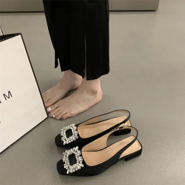 Aiyla Crystal Buckle Slingback Sandals