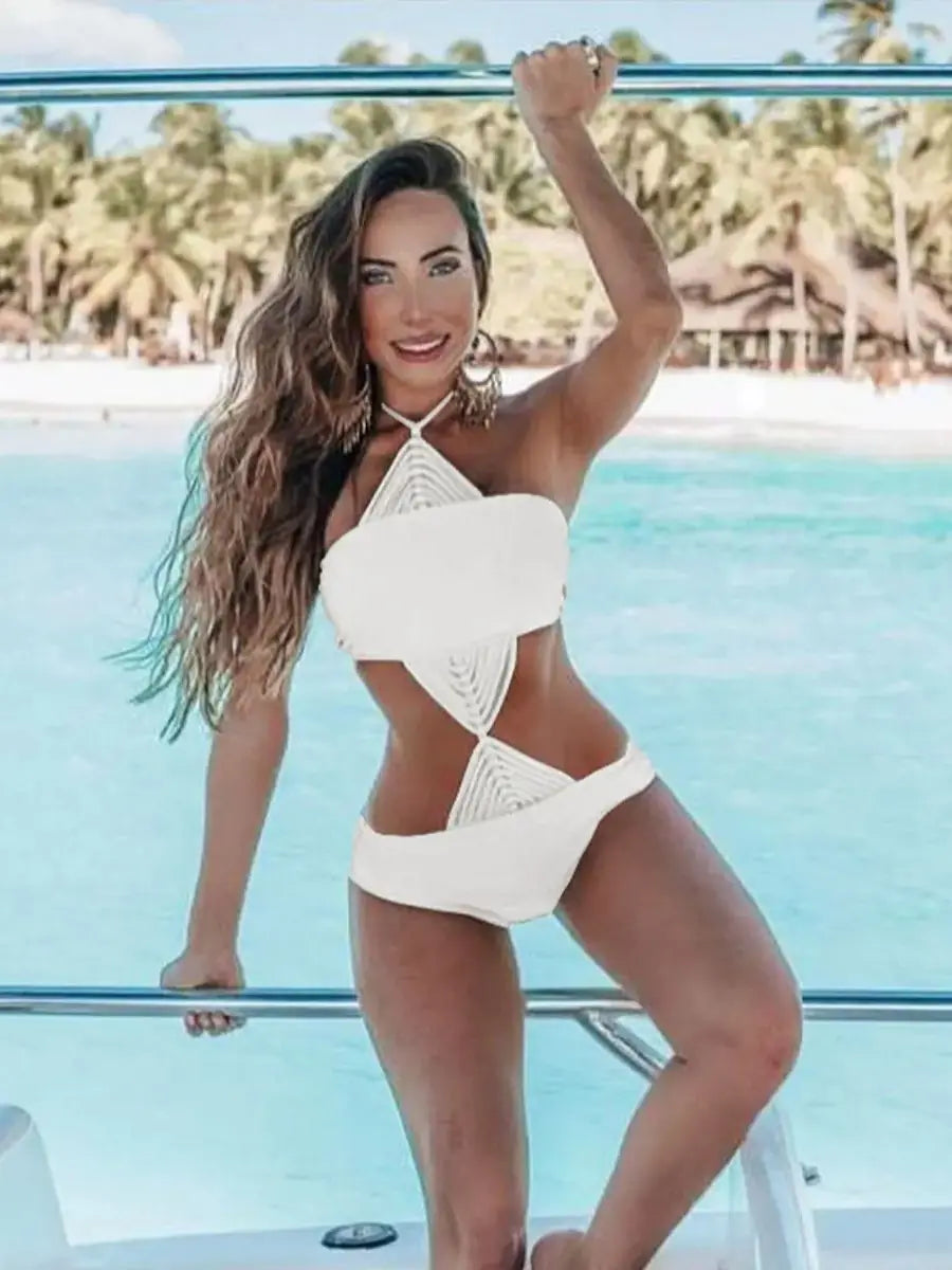 Waistless Braided Bodysuit One Piece Swimwear