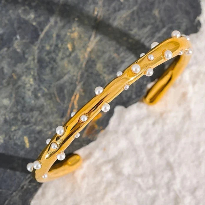 Elegant Sprinkled Pearls Cuff Bracelet