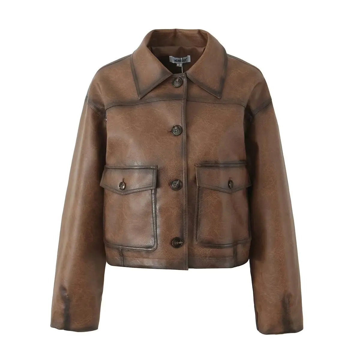 Loue Vintage Brown Faux Leather Jacket