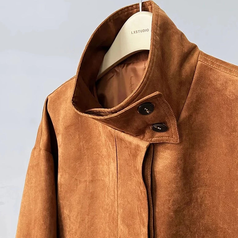 Mamiya Faux Suede Funnel Neck Jacket