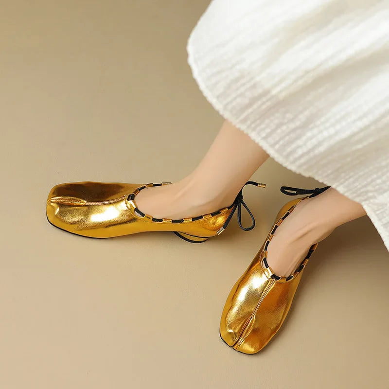 Eara Split Toe Rope Tie Moccasin Flats