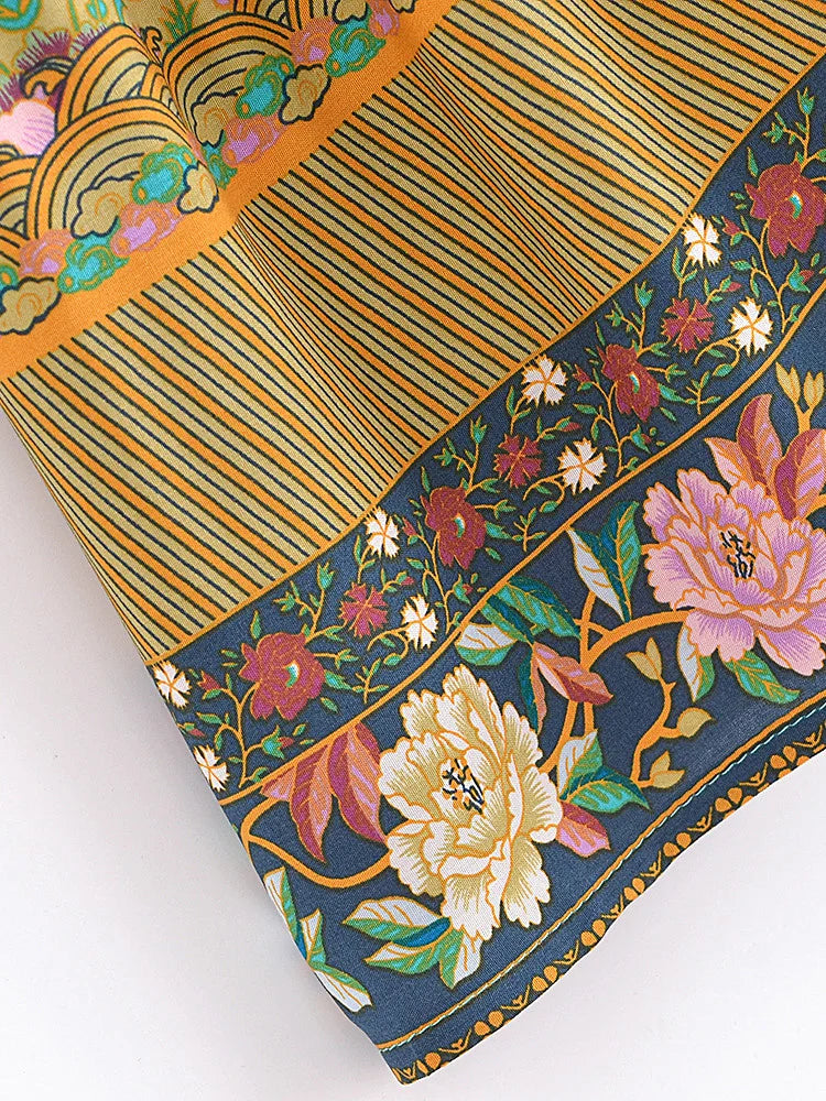 Vintage Boho Floral Print Spaghetti Strap Dress