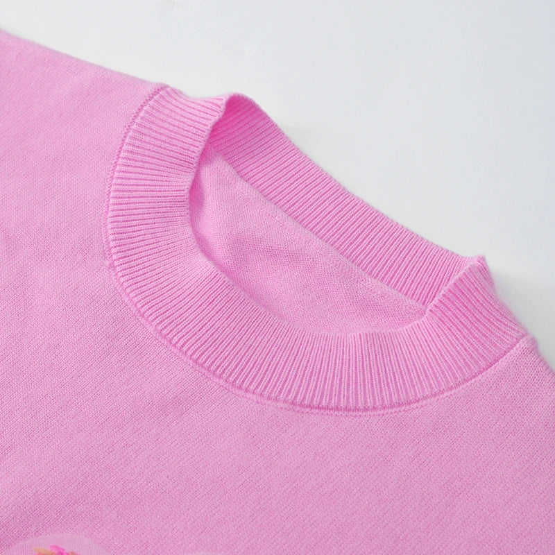 Terri Flower Sequin Embellished Knit Top