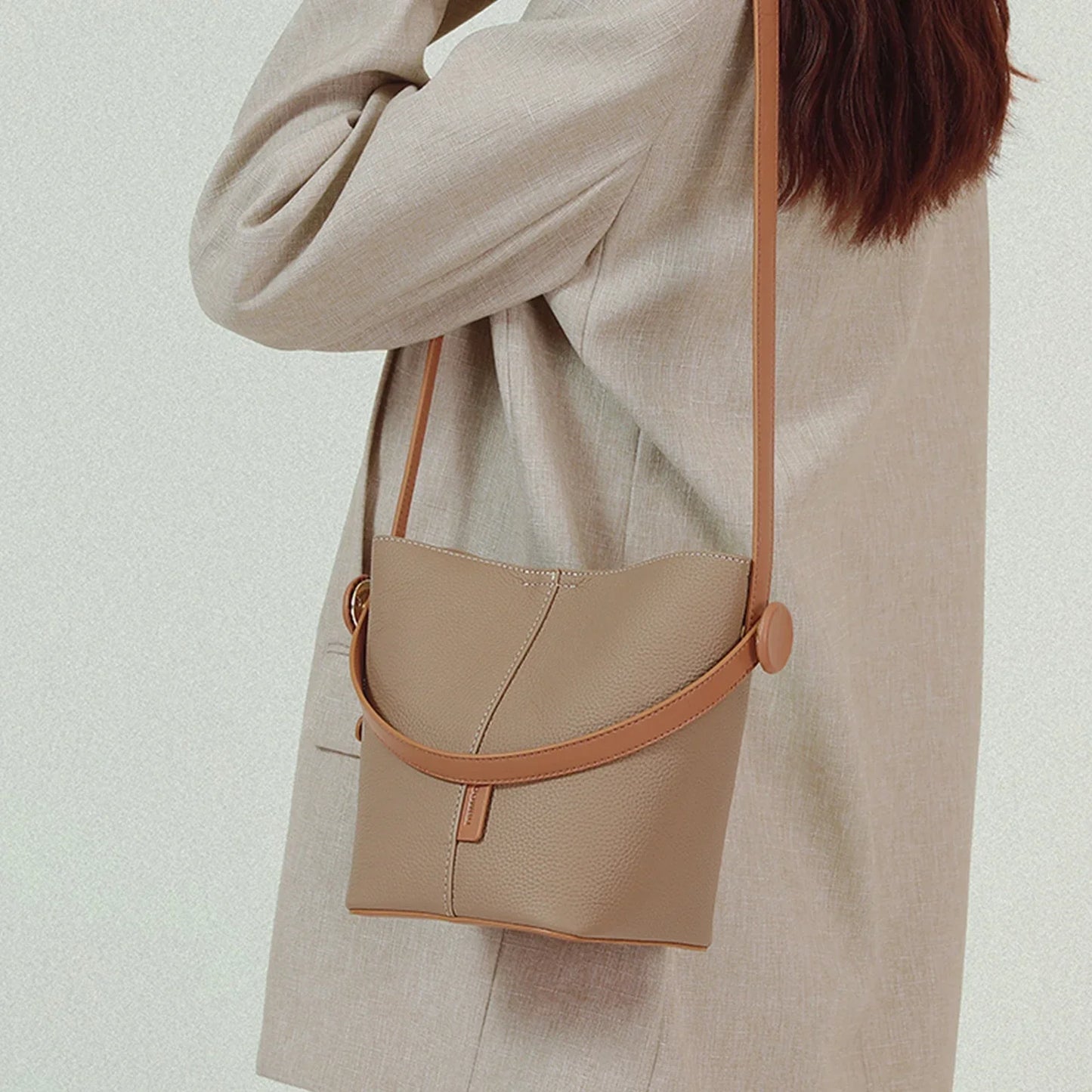 Itaca Genuine Leather Bucket Bag