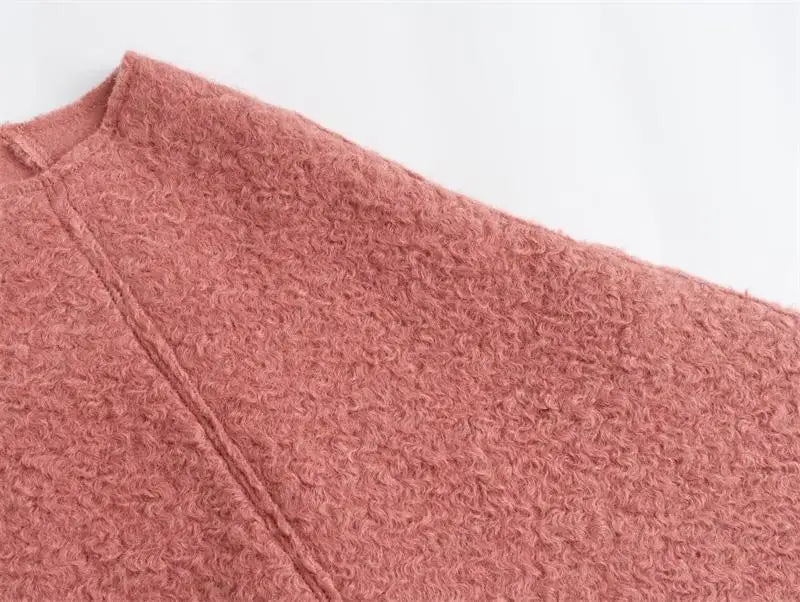 Cassi Pink Woolen Boulce Sweatshirts