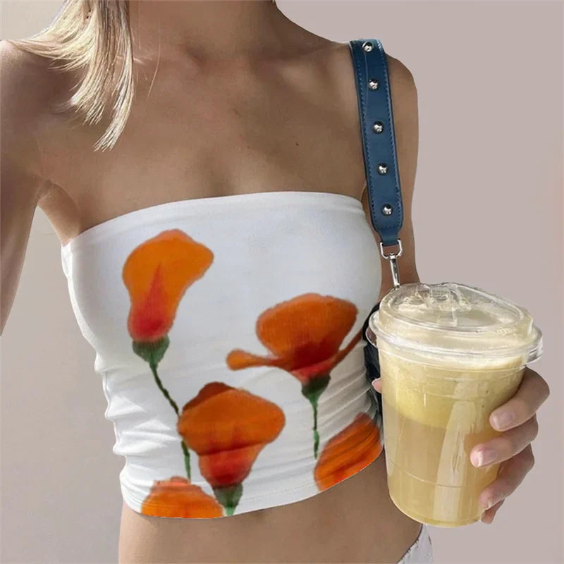 Aesthetic Flower Print Strapless