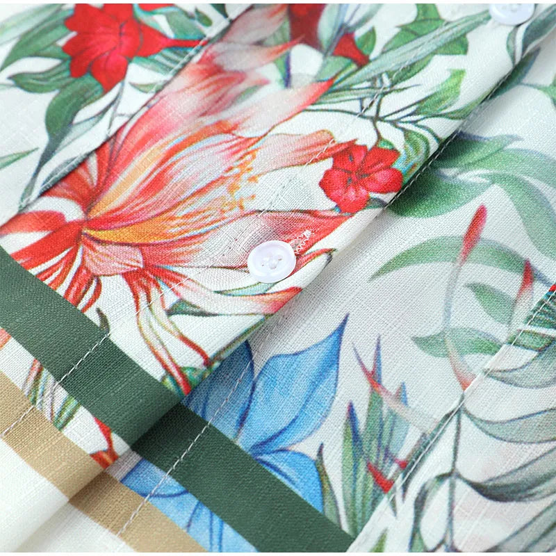 Albertina Retro Floral Tunic Blouse & Pants Set