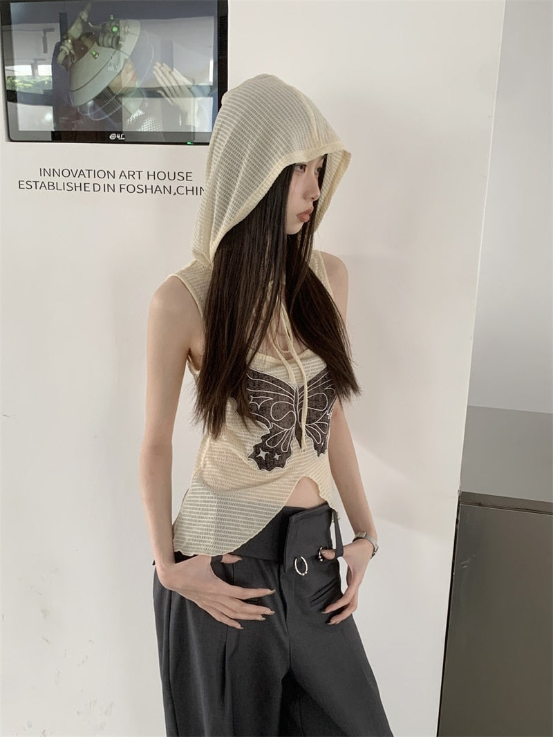 Saachi Butterfly Hooded Tank Top