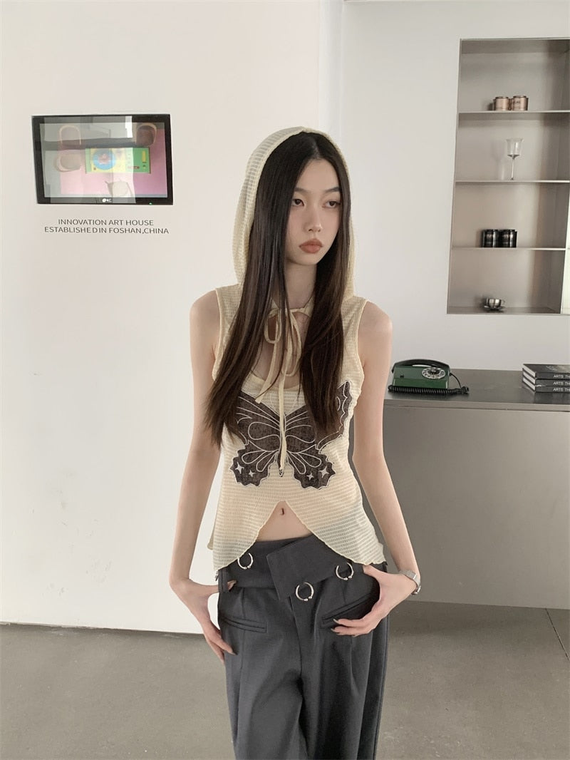Saachi Butterfly Hooded Tank Top