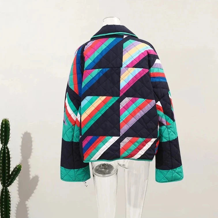 Saara Rainbow Stripe Quilted Kimono Jacket