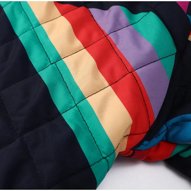 Saara Rainbow Stripe Quilted Kimono Jacket