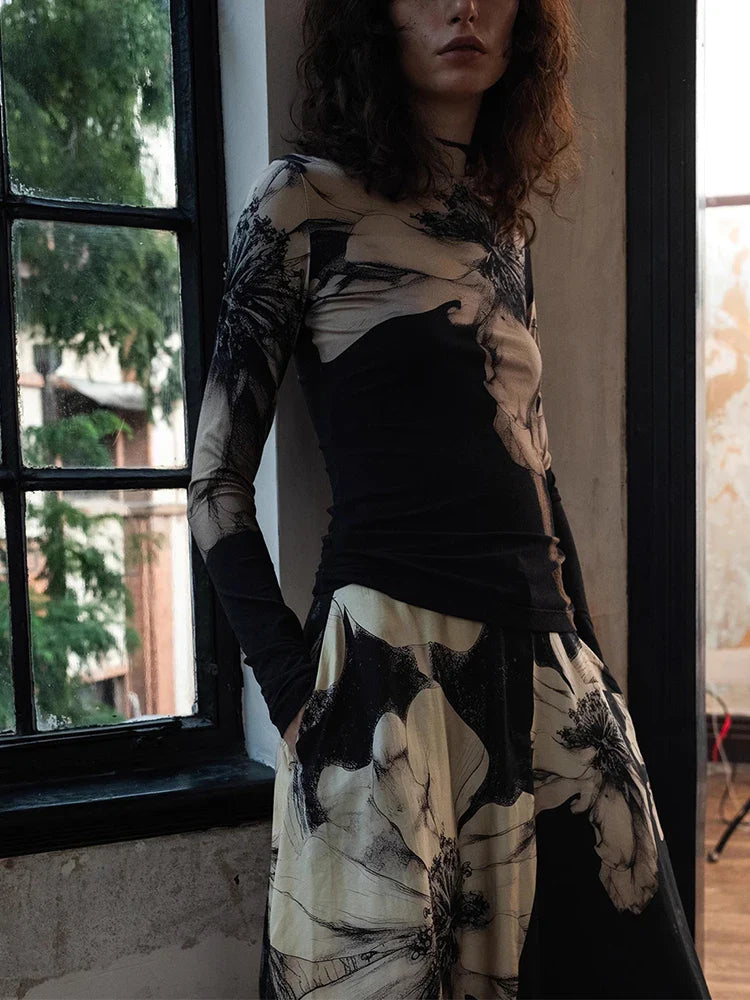 Amalie Art Floral Watercolor Print Tissue Top