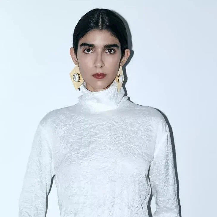 Izara CZ Color Gemstone Square Metal Drop Earrings