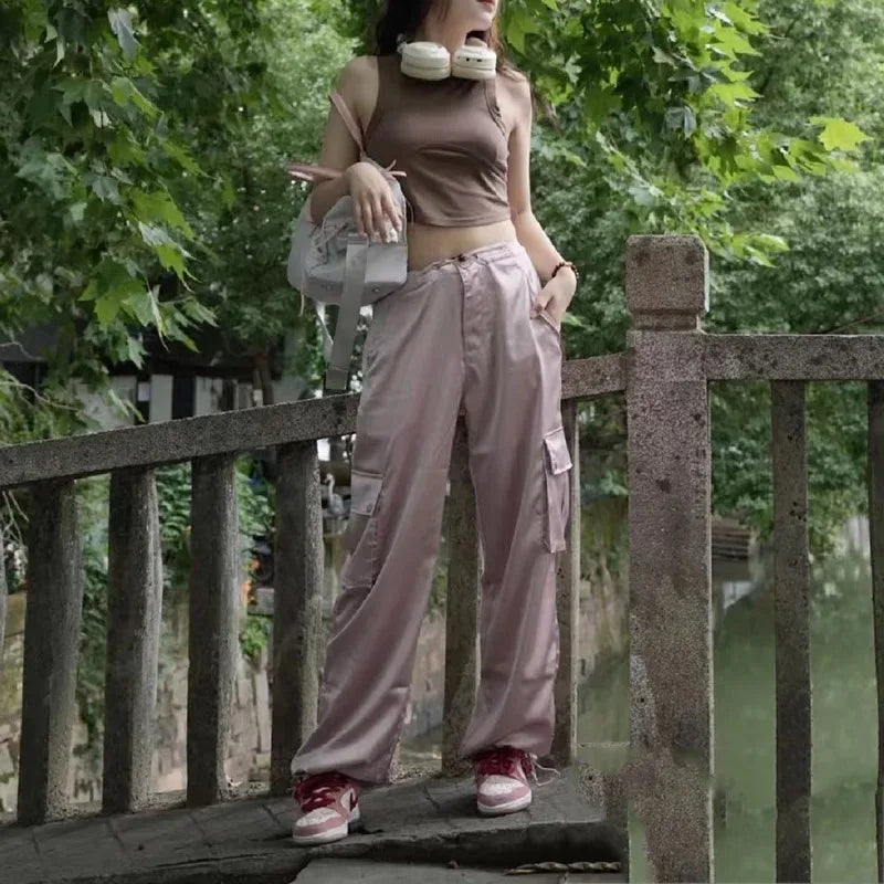 Malin Casual Luxe Satin Cargo Pants