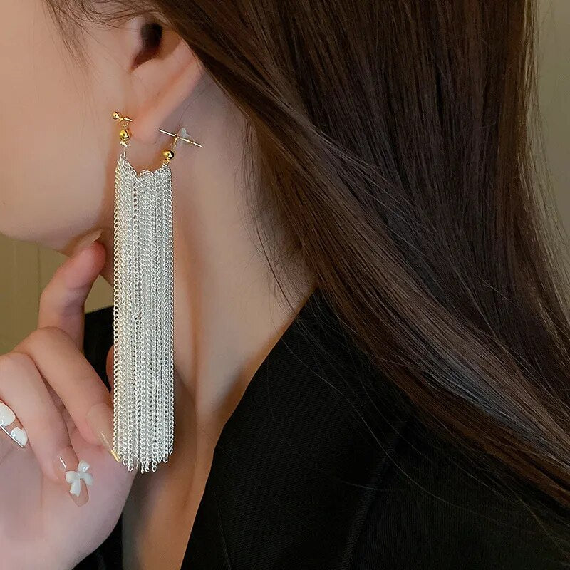 Bar and Tassel Drop Earrings