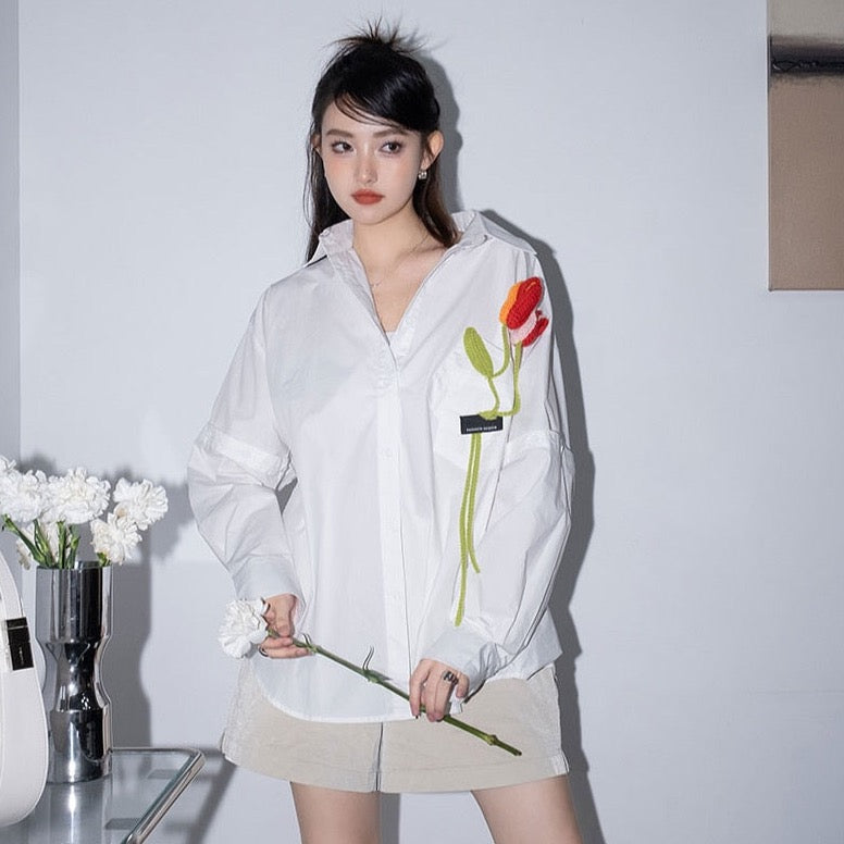 Sachi 3D Flower Embroidery Shirt