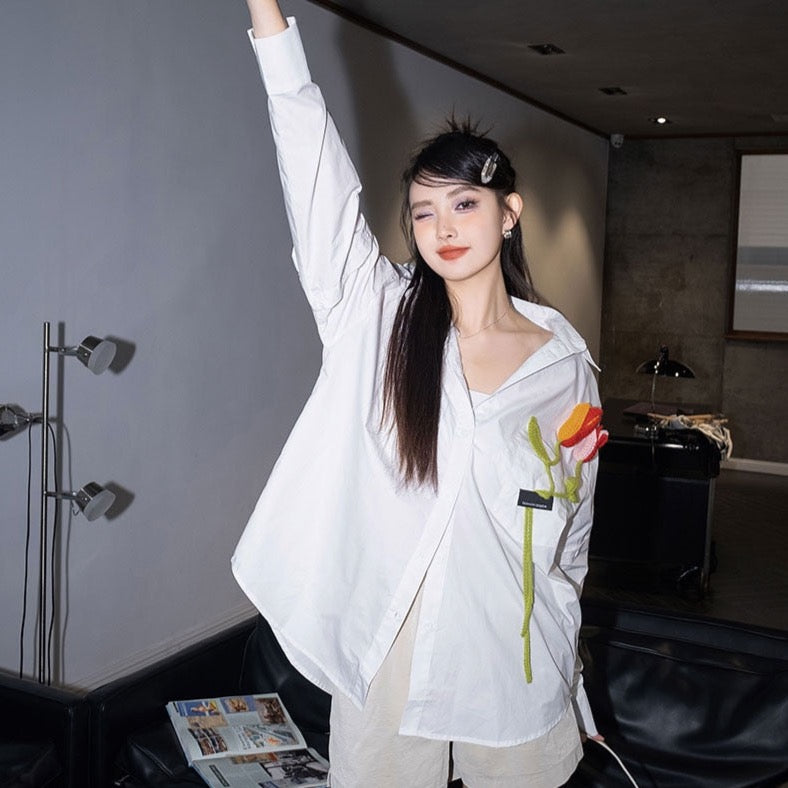 Sachi 3D Flower Embroidery Shirt