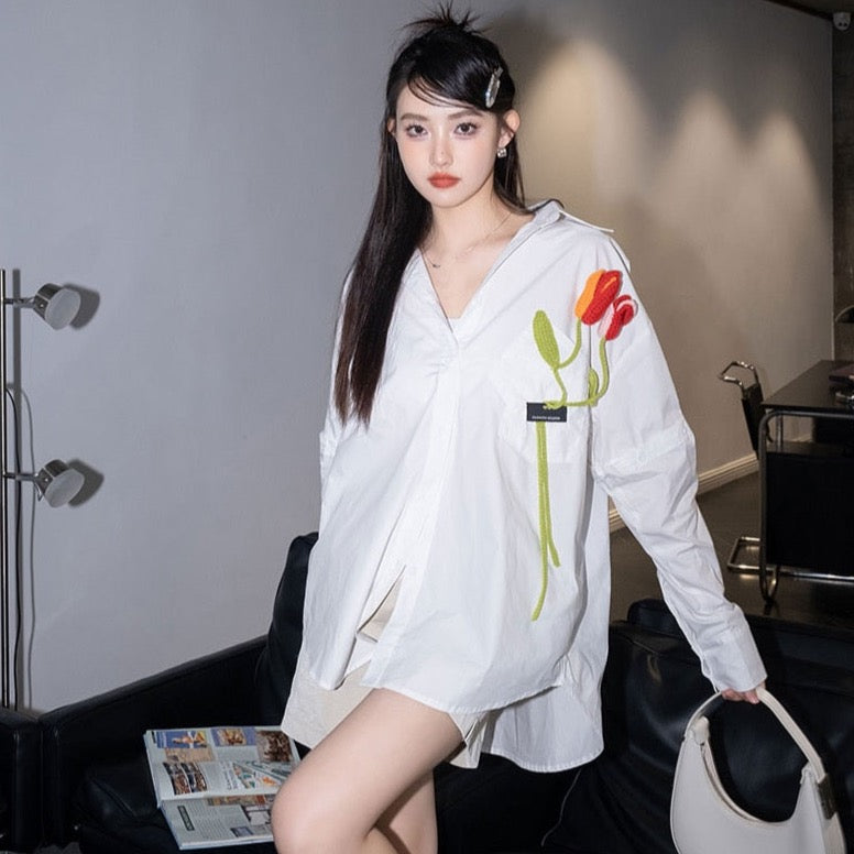 Sachi 3D Flower Embroidery Shirt