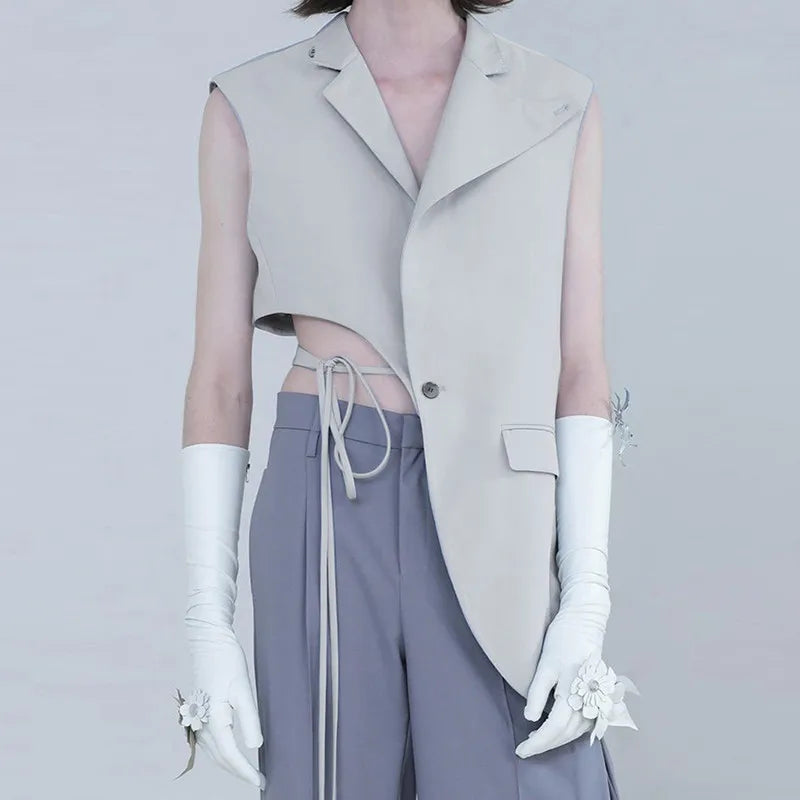 Heidi Cut Out Lace-Up Sleeveless Jacket