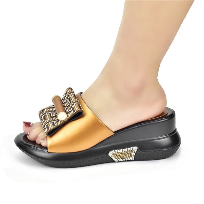 Sade Embellished Wedge Slippers - 5 Colors