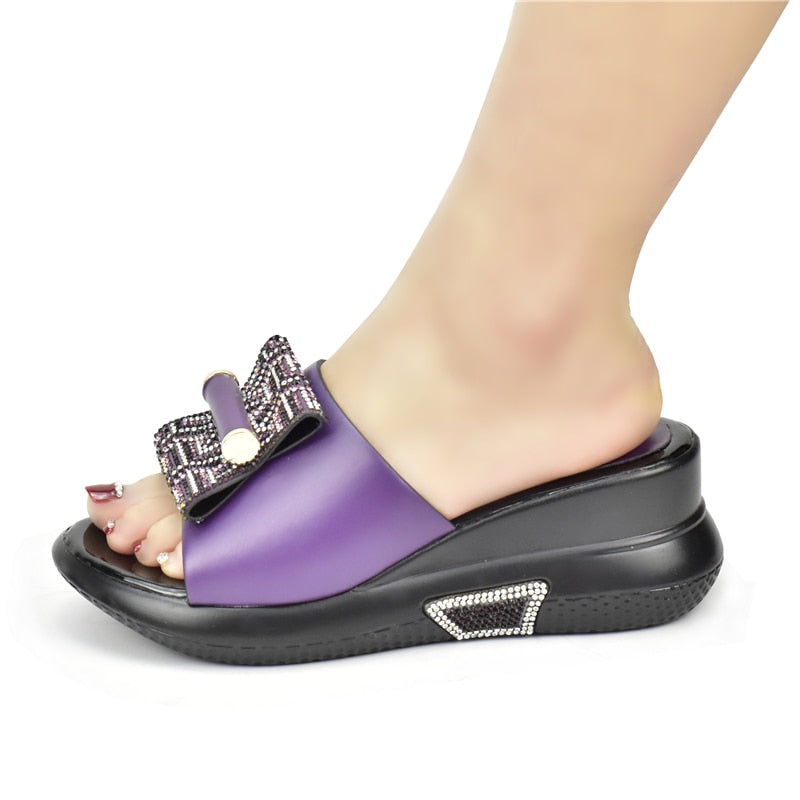 Sade Embellished Wedge Slippers - 5 Colors