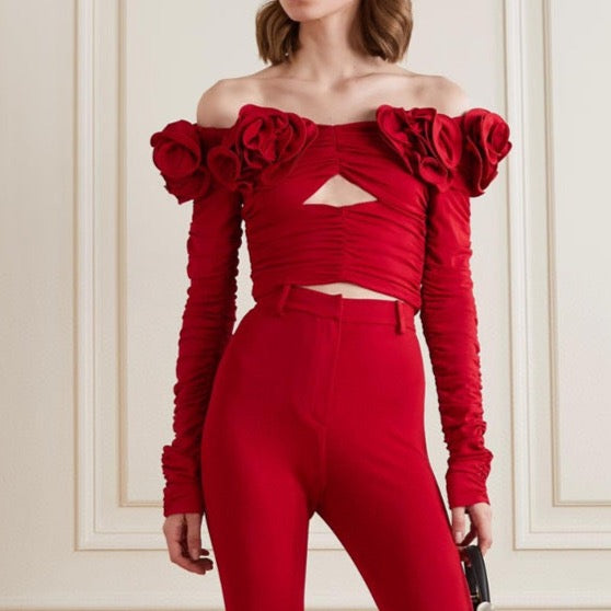 Sadie Flower Corsage Off the Shoulder Top