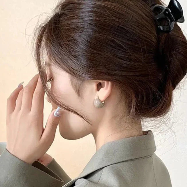 Round Enamel Minimalist Drop Earrings