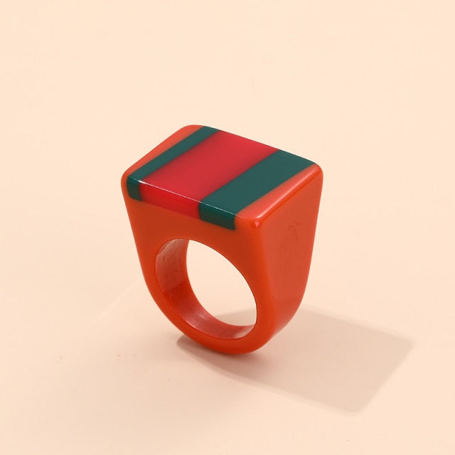 Safina Colorful Stripe Acrylic Resin Rings - 11 Colors