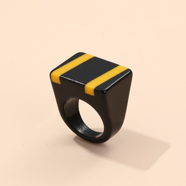 Safina Colorful Stripe Acrylic Resin Rings - 11 Colors